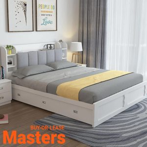 Modern White Storage Bed Low Profile Queen Bed with 3 Drawers (7)
